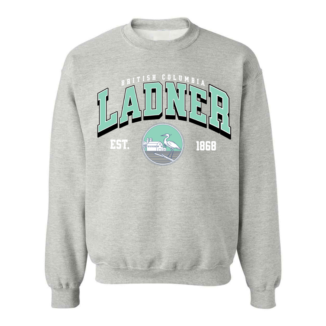 Ladner Vintage Style Crewneck Sweater Grey Westham Blue